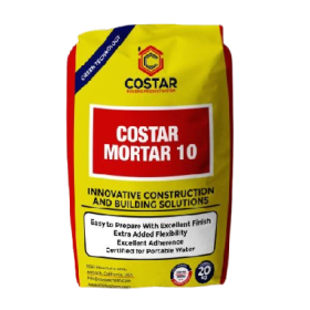 COSTAR MORTAR 10 – CONCRETE FINISHING MORTAR used for used for creating a leveled surface on masonry or concrete, smoothing walls & ceilings, for filling holes and irregularities, leveling, mineral-based substrates such as gypsum boards or plastered surfaces, and undercoating old rendered surface.