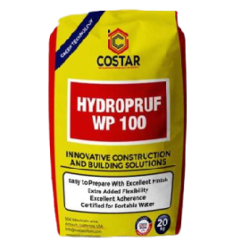 HYDROPRUF WP 100 – Anti-Crack Integral General Waterproofing Admixture used for Foundation, Swimming pool, Wall plaster and Screeding, Septic tank, Water retaining structures,concrete, Mortar. As complementary protection in the Screeding of terraces, Balconies and Roof Gutters.